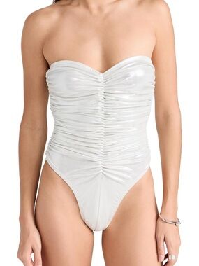 NORMA KAMALI Strapless Ruched One-Piece Swimsuit with matching asymmetric skirt